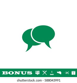 Chat icon flat. Green pictogram on white background. Vector illustration symbol and bonus button