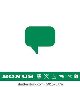 Chat icon flat. Green pictogram on white background. Vector illustration symbol and bonus button