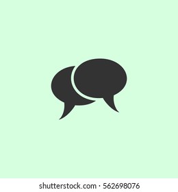 Chat icon flat. Grey vector symbol on green background