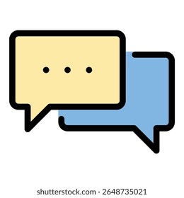 Ilustração em estilo de linha plana de ícone de bate-papo representando mensagens e comunicação em tempo real, adequado para mídias sociais, suporte ao cliente e plataformas de interação digital