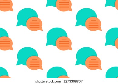 Chat icon in flat style isolated on white background.  Seamless pattern stock vector illustration