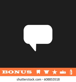 Chat icon flat. White pictogram on black background. Vector illustration symbol and bonus button tooth, vase, star, mirror, bottle
