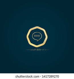 chat icon - chat gold logo.Logo Template Design.luxury design.