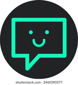 icono de chat con expresión feliz, emoticono de sonrisa. Ilustración vectorial