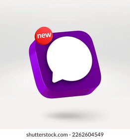 Chat icon with informer. Mobile application icon. 3d vector icon isolated on white background