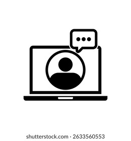 Chat icon inside laptop vector
