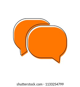 chat icon. Isolated icon consisting of black thin contour and orange moved filling on different layers. White background