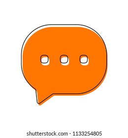 chat icon. Isolated icon consisting of black thin contour and orange moved filling on different layers. White background