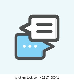  chat icon, isolated Fintech colored outline icon in light blue background, perfect for website, blog, logo, graphic design, social media, UI, mobile app
