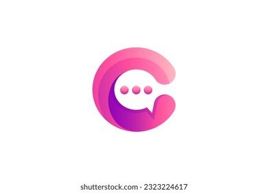 Chat icon and Letter C 3D logo design