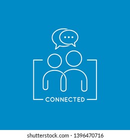 Chat icon line concept on blue background