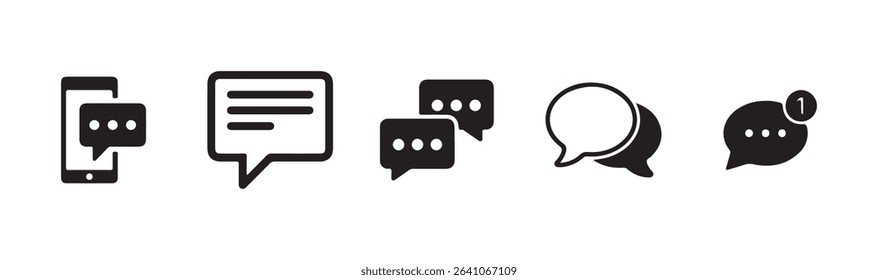  Chat icon. Line chat icons for flat design. Talk baloon icons. message icon or logo isolated sign symbol. Comment icon speech bubble symbol. Victor illustration eps 10