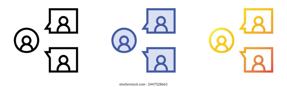 chat icon. Linear, Blue Fill and Gradient Style Design Isolated On White Background