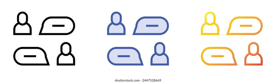 chat icon. Linear, Blue Fill and Gradient Style Design Isolated On White Background