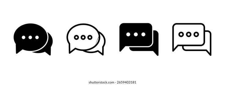Ícone de bate-papo design de logotipo. sinal de balão de fala e símbolo. ícone de comentário. mensagem