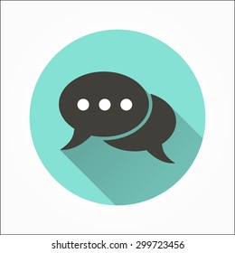 Chat   - icon with long shadow, flat design. Vector illustration.