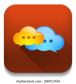 chat icon With long shadow over app button