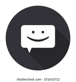 chat icon with long shadow - vector round button