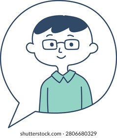 Chat Icon of a Man with Calm Neutral Expression