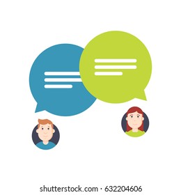  Chat icon, message. ?hatting bubble speeches. Online conversation concept. Flat design vector illustration.