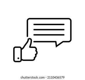 Chat icon, message on like. Hand like message, like text icon. Modern instant messaging concept for web banner, web site, infographics. Creative flat design vector illustration