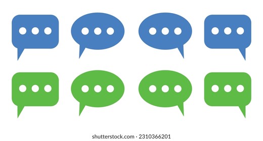 Symbol für Chat-Symbol-Nachricht. Online-Message-Sprechblase Social Media-App. Webchat-Zeichen. Sprechblase-Sprachsymbol in grün und blau