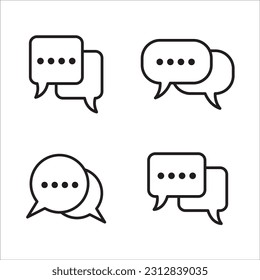 Chat icon message symbol set. Online message speech bubble social media app. Web chat sign. Talk conversation vector icon set in thin outline style.