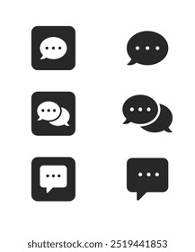 Conjunto de símbolos de mensaje de icono de chat. Mensaje en línea burbuja de discurso App de medios sociales. Signo de chat de Web. Conjunto de iconos de Vector de conversación en estilo de relleno sólido. ilustración de stock