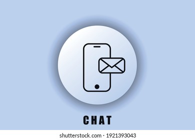 Icono de conversación. Teléfono móvil con un sobre. nuevo mensaje. Icono de interfaz de usuario. Botón web blanco. Neomorfismo. EPS10 vectores