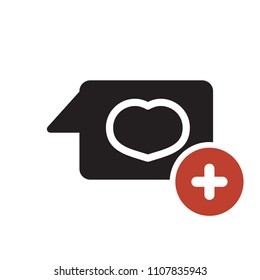 Chat icon, multimedia icon with add sign. Chat icon and new, plus, positive symbol. Vector illustration
