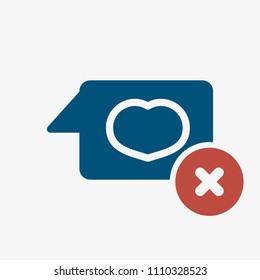 Chat icon, multimedia icon with cancel sign. Chat icon and close, delete, remove symbol. Vector illustration