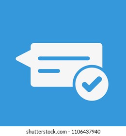 Chat icon, multimedia icon with check sign. Chat icon and approved, confirm, done, tick, completed symbol. Vector illustration