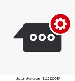 Chat icon, multimedia icon with settings sign. Chat icon and customize, setup, manage, process symbol. Vector illustration