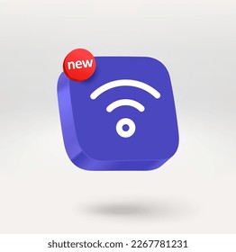 Chat icon with NEW label. Mobile application icon. 3d vector icon isolated on white background