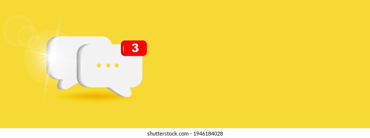 Icono de conversación con notificación de fondo amarillo. Comunicación por chat en redes sociales. 3.ª ilustración vectorial