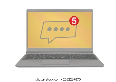 Icono de chat en laptop. vector