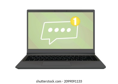 Chat icon on laptop. vector