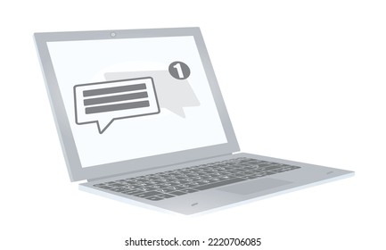Chat icon on laptop. vector