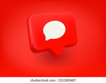 Chat-Symbol auf rotem Hintergrund. Isometrisches 3D-Vektorsymbol