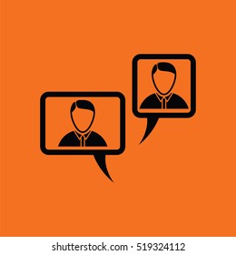 Chat icon. Orange background with black. Vector illustration.