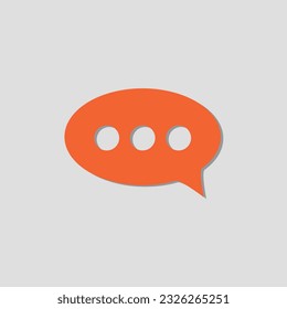 chat icon in orange color with shadow isolated on gray background.