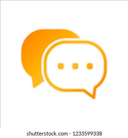 chat icon. Orange sign with low light on white background