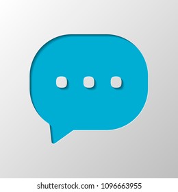 chat icon. Paper design. Cutted symbol with shadow