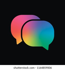 chat icon. Rainbow color and dark background