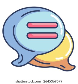 Chat icon represented by 3d perspective Chat icon Lineal Color style.