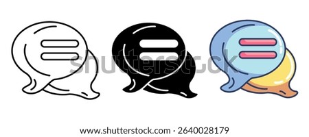 Chat icon represented by 3d perspective Chat icon Line, Filled, Color style.