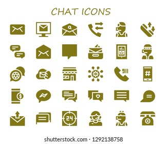  chat icon set. 30 filled chat icons. Simple modern icons about  - Email, Call, Call center, Phone call, Conversation, Chat, Inbox, Smartphone, Market, Network, Hashtag, Messenger