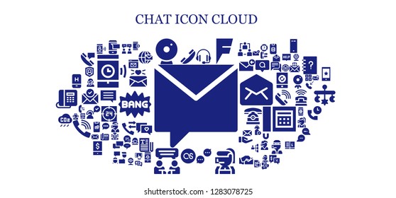  chat icon set. 93 filled chat icons. Simple modern icons about  - Private message, Telephone, Sms, Webcam, Support, Foursquare, Chat, Call center, Lastfm, CO cloud, Mobile, Smartphone