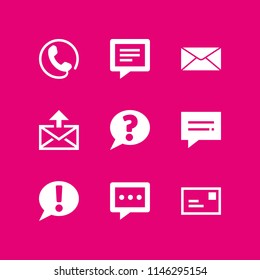 chat icon set with chat bubble, email and chat vector icons for web and graphic design