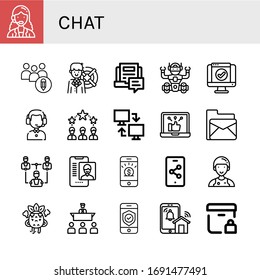 chat icon set. Collection of Customer service agent, Networking, Lifebuoy, Blog, Robot, Service, Network, Social network, Email, Online support, Smartphone, Assistant, Angry icons